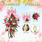 Tulip Teardrop Swag,2Pack Spring Wreaths for Front Door, Easter Decorations - Image 3
