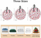Valentine's Day Round Storage Bag 24 Inch, Romantic Watercolor Red Gradient Love Heart Tree Clothes Storage Container with Handles Heavy Duty Organizer for Comforter, Bedding & Holiday Wreaths - Image 7