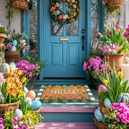 Drydiet 2 Pcs Floral Layered Doormats Spring Coir Welcome Mat - Image 6