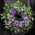 24 Inch Spring Wreath for Front Door, Artificial Hydrangea and Thistle Flowers, Spring and Summer Door Wreath with Lush Greenery, Summer Wreath for Indoor Outdoor Decor by NaturaWre