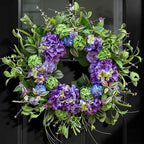 24 Inch Spring Wreath for Front Door, Artificial Hydrangea and Thistle Flowers, Spring and Summer Door Wreath with Lush Greenery, Summer Wreath for Indoor Outdoor Decor by NaturaWre