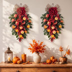 Shihanee 2 Pack 22.5 in Fall Teardrop Swags Autumn Front Door Decor - Image 3