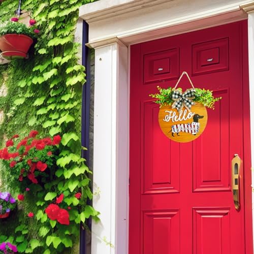 18 Pcs Interchangeable Seasonal Welcome Signs Front Door Decoration, Rustic Dachshund Seasonal Home Sign, Great Dog Gifts, Suitable for All Holidays Including Valentine's Day, Easter (Brown) - Image 3