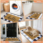 2pcs Layered Doormat Set, Welcome Door Mat for Outdoor Front Door, 16x24 PVC Coil & 24x32 Crystal Velvet Non-Slip Layering Entry Mats for Farmhouse Porch Decoration（Hello, Buffalo Plaid） - Image 3