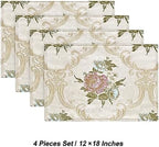 Loom and Mill Jacquard Floral Placemats Set of 4, Pearly Beige, 12x18in - Image 3