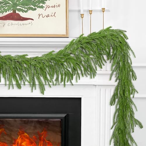 2Pcs 6 Ft Christmas Norfolk Pine Garland for Mantel and Holiday Decor by Unknown
