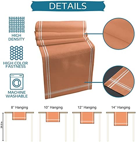Smile Sunflower Orange Red Table Runner, Burlap Table Runners 120 inches Long,Farmhouse Style Solid Color Table Runner for Wedding Holiday Party Dinner,Dresser Scarf Decor - Image 7