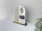2 Pieces Wood Ramadan Decorations Islamic Eid Mubarak Kareem Table Sign Moon Hollow Star Ornament for Muslim Party Tabletop Decor Home Art Craft Decoration Golden Moon (Silver, Medium - 8"W x 12"H) - Image 3