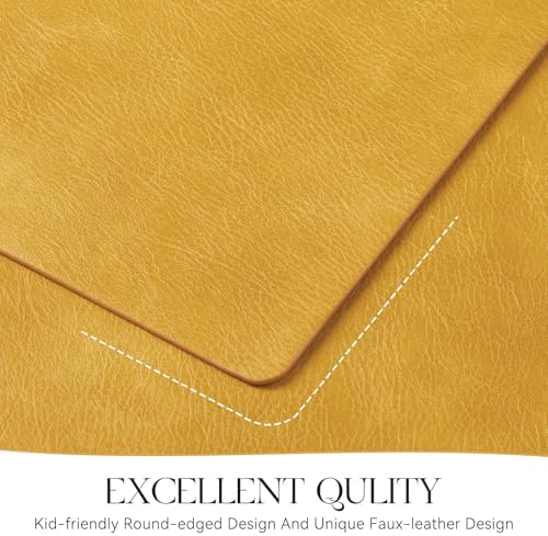 MOSAYT Vinyl Faux Leather Placemats, Set of 8, Yellow - Image 5