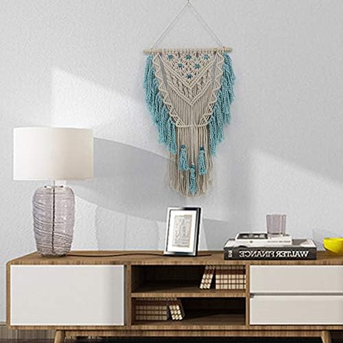 Macrame Wall Hanging Woven Wall Art Aqua Blue Color Tassel Macrame Tapestry Boho Pediments Wall Decor for Apartment Dorm Living Room Bedroom Baby Nursery Art Party Wedding Backdrop - Image 6