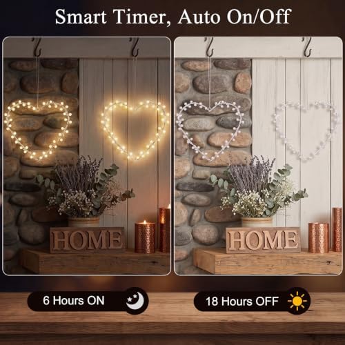 Lewondr 12" Metal Hanging Heart Lights, 2Pack - Image 3