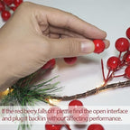 6.56FT Christmas Garland Decorations Red Berry Garlands with Lights 96 Fairy LED Lights Lighted Pine Garland for Mantle Fireplace Table Stairs Railing Xmas Tree Indoor Outdoor Winter Holiday Decor - Image 6