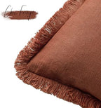 Foindtower Decorative Linen Fringe Throw Pillow Covers 20×20 Rust Orange - Image 3