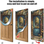 Burbuja Spring Flower Wood Door Cover, Stretch Fabric Backdrop Door Porch Covers for Home Party Holidays Decoration, 35x79 in - Image 2