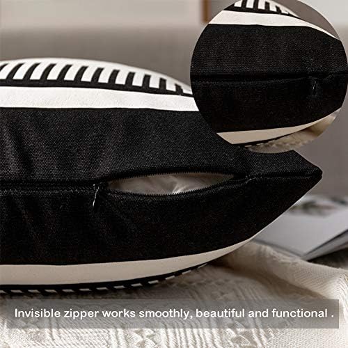 Decorative Striped Throw Pillow Cover 26x26 Inch Black White & Brown - Image 6