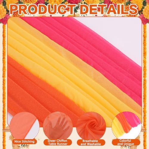 12 Pcs Diwali Table Runner Diwali Table Decor Orange Yellow Pink - Image 3
