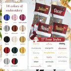 Personalized Christmas Stockings with Embroidered Name,Custom 3D Xmas Character Stocking 5 Pack 18” Large,Santa,Snowman,Reindeer & PenguinFireplace Hanging Burlap Plaid Grey Stockings - Image 3