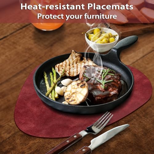 ADRIMER Placemats, Heat Resistant Round Placemats Set of 12 Washable 13 x 17 Inch, Waterproof Table Mats Wipeable for Kitchen, Dining Room Table Christmas Decor, Wine Red - Image 2