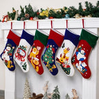 LUBOT 6 Pack Christmas Stockings Embroidered 20" Velvet Large Family Xmas Stocking Set of 6 Cute Cartoon Soft Luxury Stocking with Gold Piping Fireplace Hanging Holiday Decor - Image 2