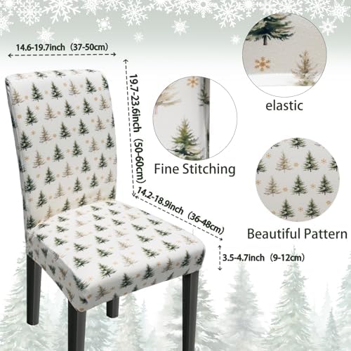 Christmas Chair Covers Set of 6, Xmas Tree Dining Chair Covers for Party Kitchen Removable Seat Cover for Chairs Christmas Decorations Indoor - Image 4
