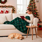 Christmas Decorations Throw Blanket for Couch – 50"x60" Green 3D Embroidered Christmas Tree Blanket, Soft Cozy Faux Fur Flannel Blankets, Warm Blanket for Sofa Bed Living Room Holiday Decor Gifts - Image 7