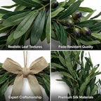 16" Heart Shaped Artificial Olive Leaf & Fruit Wreath - Realistic Green Olive Branches with Spring Floral Accents, Farmhouse Wall Door Wedding Arch Window Hanging for Indoor Outdoor - Image 7