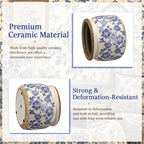 7.7" Large Ceramic Plant Pot Beige Blue Chinoiserie Floral Crackle Glaze Rustic Flowers Pot Decorative Planter with Drainage for Indoor Outdoor Plants Home Kitchen Office Decor Gift - Image 3