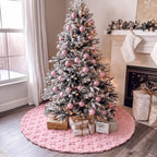 Civaner 48in Pink Gingerbread Christmas Tree Skirt Faux Fur - Image 6