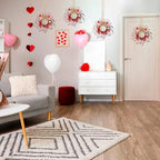 6 Pcs Valentines Day Wreaths Kitchen Cabinet Decor Farmhouse Artificial Red Pink Heart Berries Mini Valentine's Day Windows Wreaths for Front Door Porch Wall Decor - Image 7