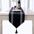 Elegant Black Table Runner, Ombre Velvet, Sequin Rhinestone, 13"X120" - Image 4