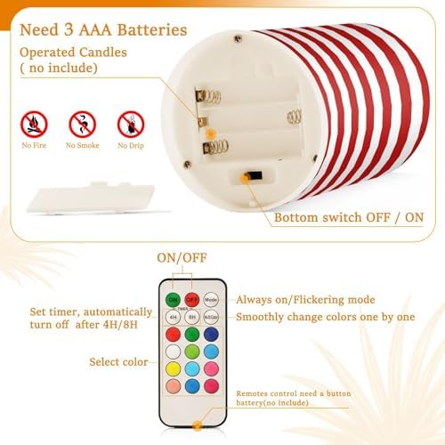 ALAZA US American Flag Independence Day 4th of July Flickering Flameless Candles Battery Operated with Remote Timer,Tea Light Candles LED Pillar Votive Candles Set of 2 for Outdoor Indoor Decorations - Image 4