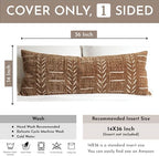 BlissBlush Boho Lumbar Throw Pillow Cover 14X36, Brown Decorative Long Accent Body Lumbar Pillow for Bed, Farmhouse Woven Textured Lumbar Pillowcase for Couch (Cover ONLY) - Image 3