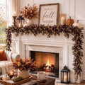 6ft Faux Dusty Plum Berry Garland with Lights, Fall Mantel Decor by FineCheer