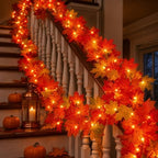 Fall Decorations for Home 9FT Plug in Fall Garland with Lights Halloween Decorations 50 Orange Bulbs, Connectable Fall Lights for Indoor Outdoor Halloween Harvest Thanksgivings Decorations(2 Packs) - Image 4