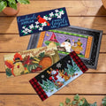 Evergreen Sassafras Fall Christmas Holiday Doormat Insert Bundle & Tray Set of 5, Interchangeable Entrance Door mats Indoor and Outdoor Welcome Mat 30 x 18 Tray Non Slip Backing Low Profile by EvergreenFlag