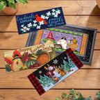 Evergreen Sassafras Fall Christmas Holiday Doormat Insert Bundle & Tray Set of 5, Interchangeable Entrance Door mats Indoor and Outdoor Welcome Mat 30 x 18 Tray Non Slip Backing Low Profile by EvergreenFlag