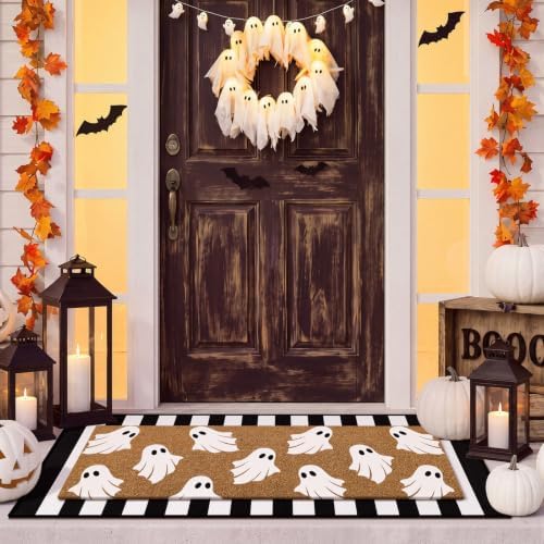 Moucuny 2 Pcs Large Halloween Front Door Mat, Ghost Coir Doormat, Non Slip by Moucuny