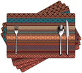 Faux Leather Placemats Set of 4 - Boho Heat Resistant Placemat for Dinner Table, Non-Slip Waterproof Oil-Proof Washable Reusable Placemat for Indoor Outdoor Kitchen Decor, 15.75In*11.81In by Unknown