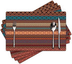 Faux Leather Placemats Set of 4 - Boho Heat Resistant Placemat for Dinner Table, Non-Slip Waterproof Oil-Proof Washable Reusable Placemat for Indoor Outdoor Kitchen Decor, 15.75In*11.81In by Unknown