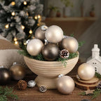 Yunlly 12 Pcs Neutral Christmas Ornament, Bronze Champagne Gold, 3.15'' - Image 2