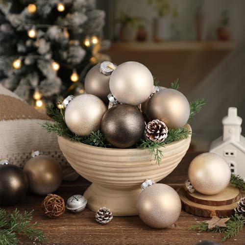 Yunlly 12 Pcs Neutral Christmas Ornament, Bronze Champagne Gold, 3.15'' - Image 2