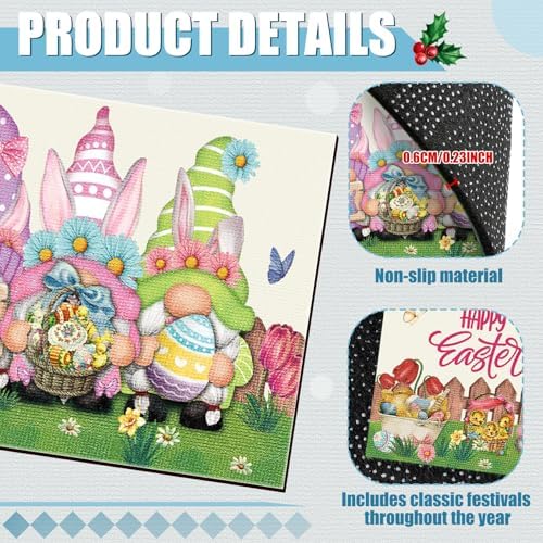 Tinideya 12 Pcs Seasonal Welcome Doormats, 10 x 22 Inches,Gnome Style - Image 4