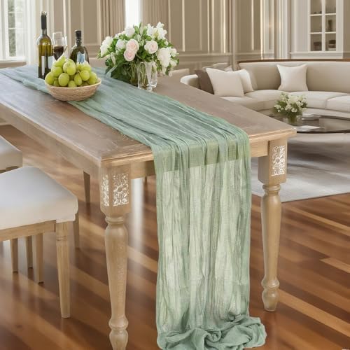 16 Pack Cheesecloth Table Runners 20" x 120", Boho Gauze Table Decor for Wedding, Bridal Shower, Birthday Party, Long Romantic Runner(Sage Green) - Image 5