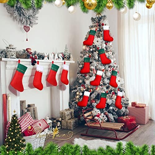 Zubebe 60 Pcs Felt Christmas Stockings Bulk, 15'',Green Trim, White Trim - Image 6