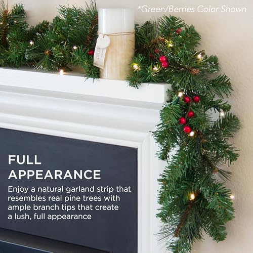 Best Choice Products 9ft Pre-Lit Battery Powered Christmas Garland for Stairs, Traditional Fireplace Holiday Decoration w/ 50 2-in-1 LED Lights - Image 2