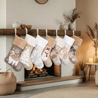 LUBOT 4 Pack Christmas Stockings Soft Large Family Xmas Stocking Set of 4 Embroidered 20" Modern Rustic Farmhouse Country Fireplace Hanging Christmas Decorations - Image 4