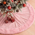 Skylety 48" Velvet Christmas Tree Skirt with Faux Fur Trim,Pink by Skylety