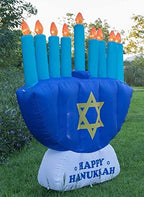 8 FT Giant Hanukkah Inflatable Menorah - Yard Decor with Built-in Bulbs, Tie-Down Points, and Powerful Built in Fan - Image 4