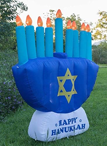 8 FT Giant Hanukkah Inflatable Menorah - Yard Decor with Built-in Bulbs, Tie-Down Points, and Powerful Built in Fan - Image 4