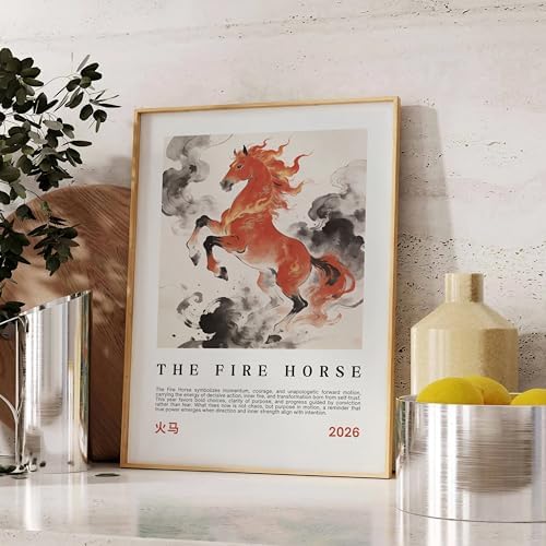 Year of the Fire Horse 2026 Poster, Chinese Zodiac Horse Wall Art, Lunar New Year Asian Art Print, Decor Minimalist - Image 2
